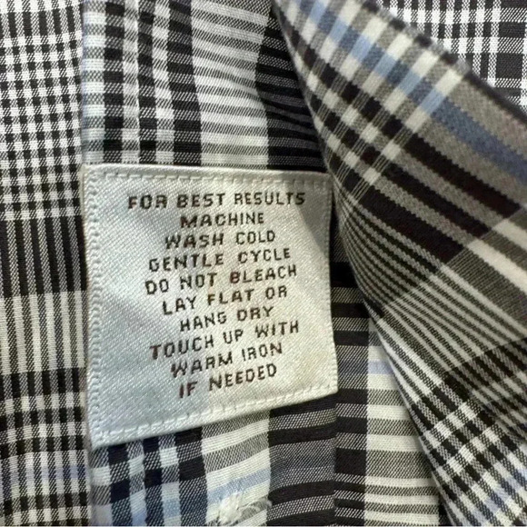 Peter Millar Mens XL Gray Blue Plaid 100% Cotton Button Up Long Sleeve Shirt - Picture 7 of 8